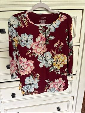 Van Heusen Burgundy Floral Blouse